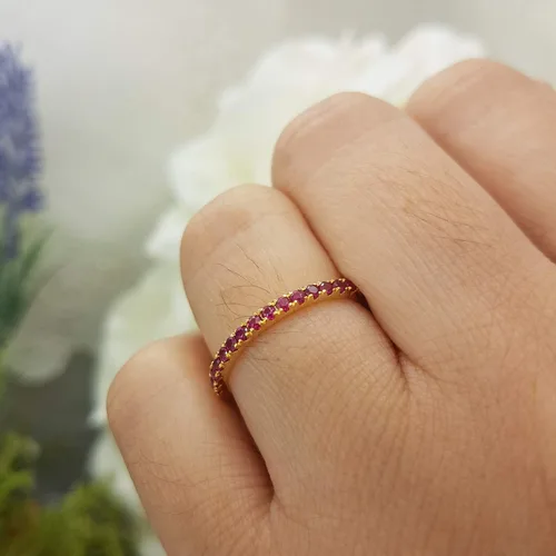 Miniatura 7 de Dazzlingrock Collection Anillo de boda elegante con piedras preciosas o diamantes redondos para mujer en oro macizo