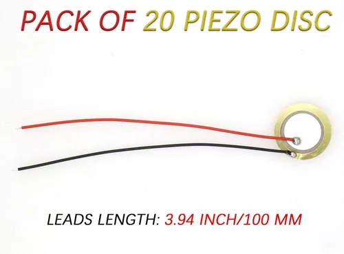 Miniatura 2 de Paquete de 20 Discos Piezoeléctricos, Discos Piezoeléctricos de 20mm Transductor con Cables de 3.94 pulgadas, Micrófono de Contacto Acústico