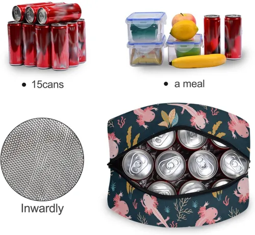 Miniatura 3 de Bolsa de almuerzo Axolotl para mujeres, hombres y niños, lonchera aislada reutilizable para oficina, trabajo, escuela, picnic, caminata Reusable