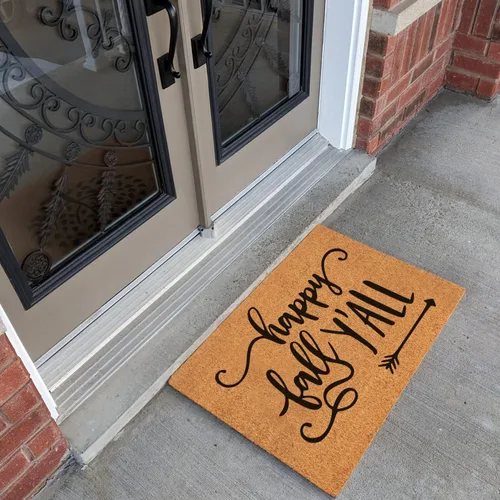 Miniatura 4 de Tapete divertido de fibra de coco – Happy Fall Y'all Thank Giving Autumn Welcome Front Porch Decor – Alfombra personalizada con fibra de coco