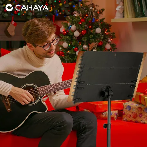 Miniatura 7 de CAHAYA Soporte de partituras plegable con panel triple Soporte de música portátil con bolsa de transporte Material de metal esmerilado mate Altura