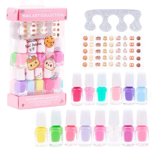 Miniatura 4 de SIMPLE PLEASURES Pink Capybara Kids Nail Polish Set for Girls – 14 Water-Based Non -Toxic Nail Art Kit - Gift Set for Ages 7-12