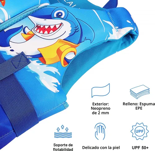 Miniatura 5 de REALIKE Chaleco de Natación para Niños Flotadores para Niños Pequeños Correa de Seguridad Ajustable Ayudas de Natación para Niños Pequeños Niños