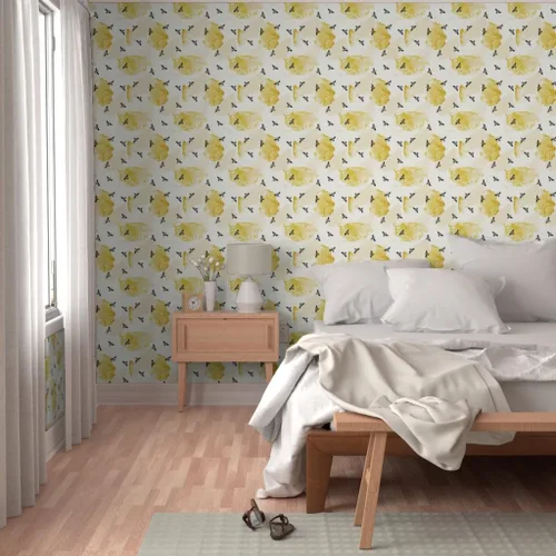 Miniatura 5 de Spoonflower Papel tapiz autoadhesivo de 3 x 2 pies – Abeja verano jardín acuarela miel oro negro nido de abeja insectos colmena abeja abejas papel