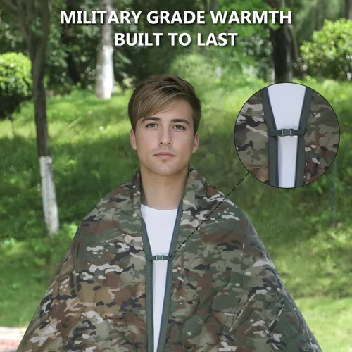 Miniatura 5 de Forro de poncho de camuflaje, manta militar, saco de dormir militar, con una bolsa de transporte de compresión, para viajes, senderismo, campamento