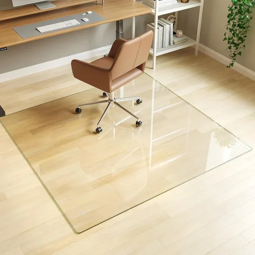 Miniatura 7 de [Vidrio templado] Tapete para silla de vidrio de 40 x 80 pulgadas, tapete para silla de oficina de 1/5 pulgadas de grosor para alfombra o suelo