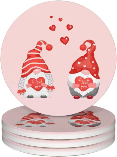 Miniatura 8 de Juego de 4 posavasos de invierno de Navidad para bebidas, camión rojo, árbol de Navidad, posavasos de cerámica absorbentes para mesa de café, bar