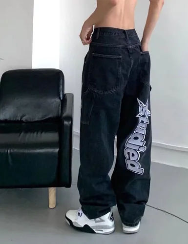 Miniatura 2 de Y2k Jeans - Pantalones de mezclilla para hombre, holgados, vintage, gráficos, estéticos, hip hop, pantalones de mezclilla Y2k Fashion Streetwear