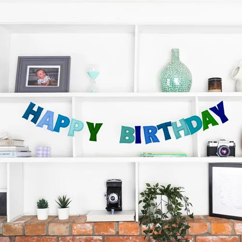Miniatura 7 de Cartel de feliz cumpleaños preencordado – Guirnalda de bola de fieltro, decoraciones de fiesta de arcoíris, guirnalda de feliz cumpleaños, letrero