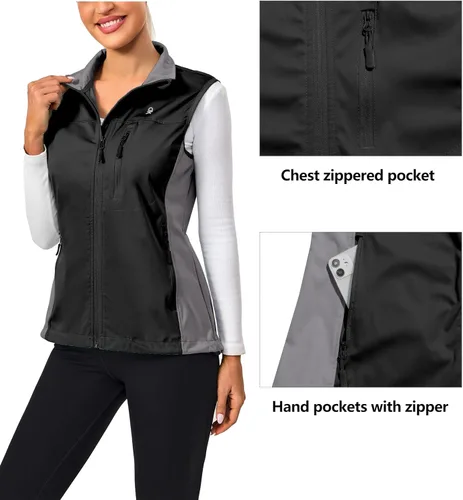 Miniatura 2 de Little Donkey Andy Chaleco Softshell ligero a prueba de viento para mujer, para golf, tenis, correr, ciclismo