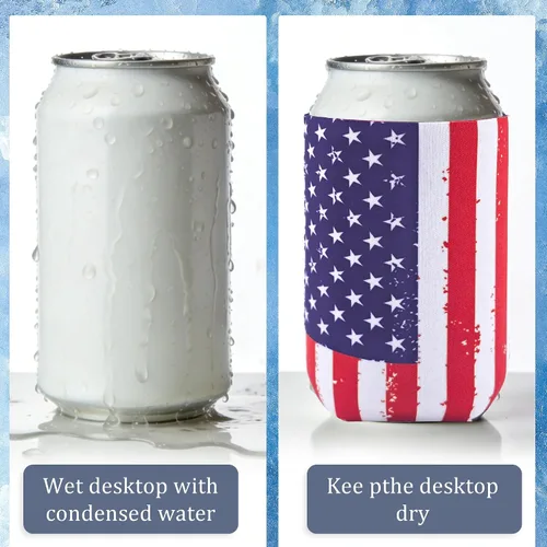 Miniatura 4 de 12 fundas para enfriar latas con bandera de Estados Unidos, neopreno a granel para latas y botellas, 120z