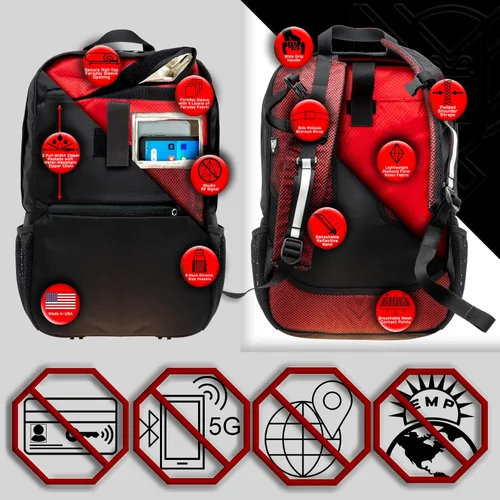 Miniatura 3 de Xtreme Sight Line ~ Xecutive Transport Faraday Mochila, Rojo -, Minimalista