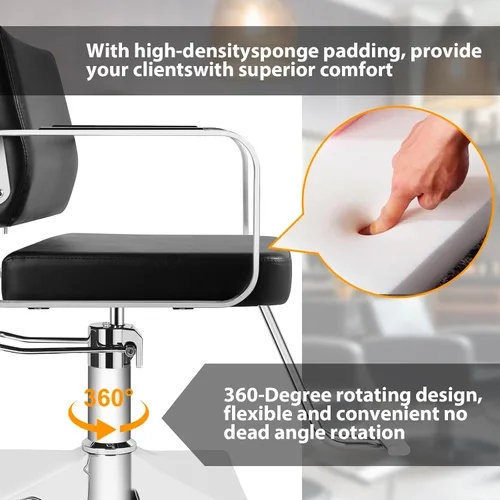 Miniatura 6 de Sillas de Salón para Estilista Silla con Bomba Hidráulica Silla de Salón de Peluquería Giratoria de 360 Grados Silla de Barbero, Equipo de Belleza