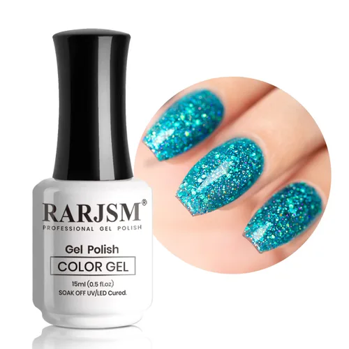 Miniatura 32 de RARJSM Esmalte de uñas de gel con purpurina de nieve, diamante brillante, gel de uñas de color blanco lechoso con pigmentos plateados y brillantes