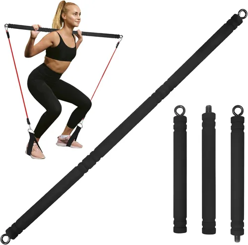 Barra de banda de resistencia de longitud ajustable para entrenamiento, barra de pilates portátil para gimnasio en casa, barra de entrenamiento de