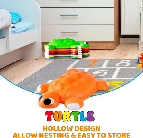 Miniatura 6 de JOYIN Escalones de equilibrio de tortuga, 6 piezas de piedras de salto de tortuga para niños de hasta 265 libras, juego de coordinación de carrera