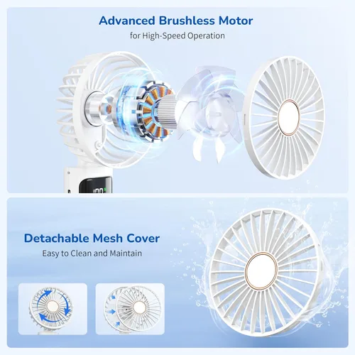 Miniatura 3 de Ventilador de mano portátil, mini ventilador personal plegable recargable por USB, 5200 mAh, 180 ajustables, viento de 6 velocidades, ventilador