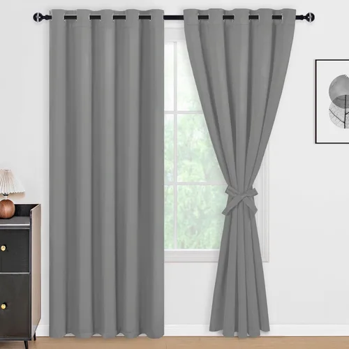 Miniatura 137 de DWCN Cortinas 100% opacas de 84 pulgadas de largo para dormitorio con forro negro, paneles de cortina de ventana de doble capa con aislamiento Azul