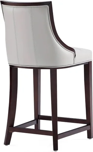 Miniatura 7 de Manhattan Comfort Fifth Avenue Taburetes de mostrador de piel sintética con costuras de diseño rectangular, acolchado de espuma y marco de madera