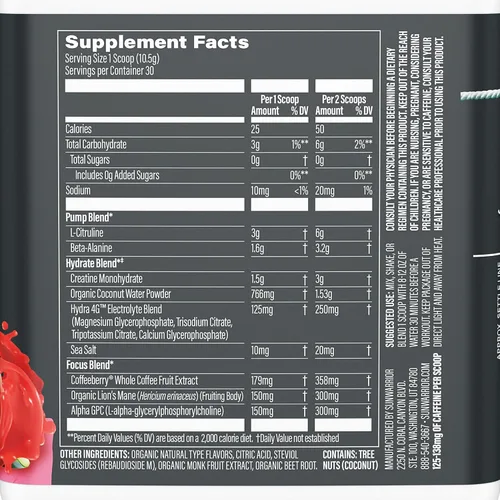 Miniatura 2 de Sunwarrior Bebida energética en polvo para antes del entrenamiento Suplemento vegano a base de plantas Bombea, hidrata, enfoque, resistencia