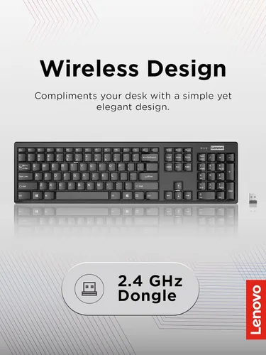Miniatura 2 de Lenovo Teclado compacto inalámbrico 100 - Teclado inalámbrico para PC y portátil con Windows - Teclas silenciosas - Diseño de tamaño completo