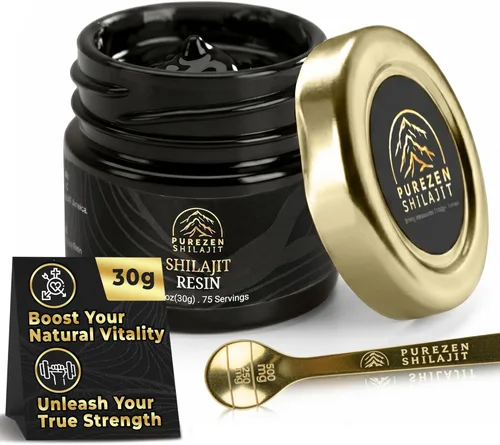 Resina Shilajit pura del Himalaya (1.06 oz), 75% más de ácido fúlvico, más de 85 minerales traza de Himalaya de 17,000 pies, energía natural,