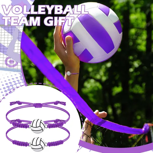 Miniatura 27 de 20 pulseras de voleibol ajustables, cuerda trenzada con dije de voleibol para niñas, mujeres, hombres, adolescentes, la mayoría de jugadores