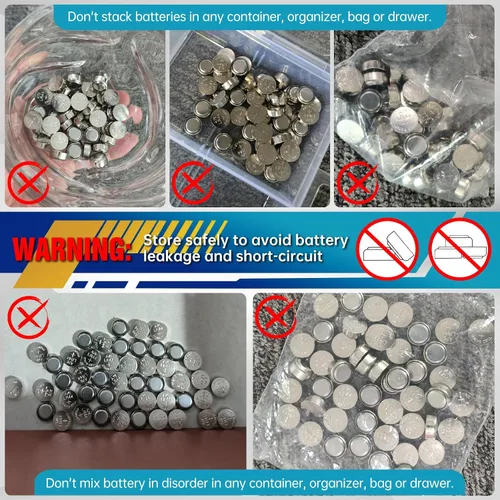 Miniatura 5 de PGSONIC Paquete de 50 baterías LR44, pilas de botón alcalinas de 1.5 voltios con potencia de larga duración
