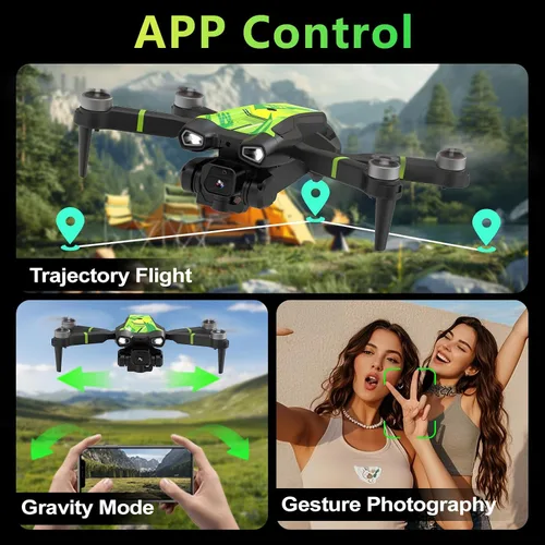 Miniatura 6 de M18 1080P Mini Drone con motor sin escobillas, cuadricóptero plegable RC para adultos con posicionamiento de flujo óptico y modo sin cabeza