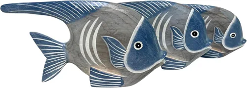 Miniatura 2 de WorldBazzar Hermoso conjunto único de 3 peces de madera tallada a mano estatua escultura arte ángel
