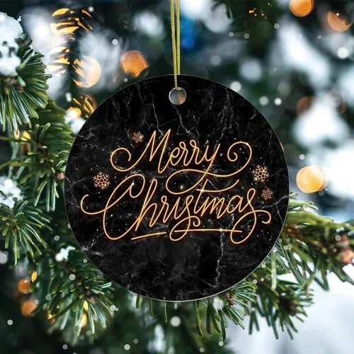 Miniatura 2 de Adornos de recuerdo de Navidad, adornos de cerámica de mármol de Navidad, adornos de textura, acuarela, árbol de Navidad, adornos colgantes