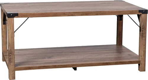 Miniatura 3 de Merrick Lane Green River Mesa de centro – Diseño moderno de granja – Acentos de acero con recubrimiento en polvo – Madera de ingeniería resistente a