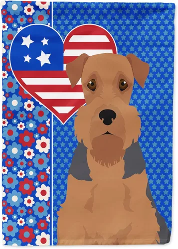 Miniatura 391 de Caroline's Treasures WDK5119GF - Bandera de jardín americana de Airedale Terrier de Estados Unidos, color negro y tostado, bandera decorativa