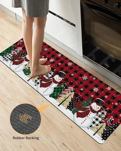 Miniatura 3 de Tapete de baño con diseño de muñeco de nieve a cuadros para bañera, tapete antideslizante de secado rápido y absorbente, tierra de diatomeas