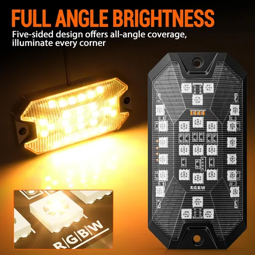 Miniatura 2 de Luces RGB para Rocas, 8 pods Kits de Luces Underglow de Neón, Control Remoto APP/RF y Modo Musical, Lámparas Inalámbricas Impermeables Multicolor