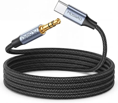 MOSWAG Cable auxiliar de audio USB C a 0.138 in de 3.3 pies, auxiliar a USB C, tipo C a 0.138 in, cable estéreo de automóvil compatible con iPhone