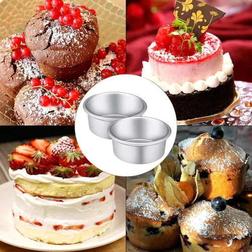 Miniatura 5 de Patelai 8 moldes redondos de 4 pulgadas, molde redondo de aluminio antiadherente, moldes redondos para tartas de queso, pequeños moldes para hornear