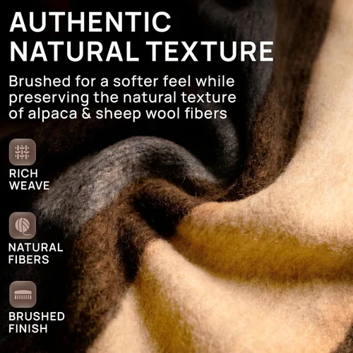 Miniatura 6 de Desert Breeze Distributing Manta 100% natural de alpaca y lana merina, colección andina, manta tamaño individual, gruesa, suave y cálida, manta