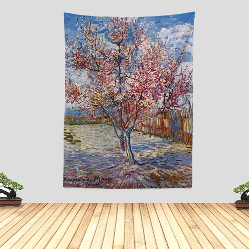 Miniatura 26 de Chitteri Vincent van gogh - Tapiz colgante de flores de almendra, 60 x 45 pulgadas, arte de pared de poliéster para decoración del hogar
