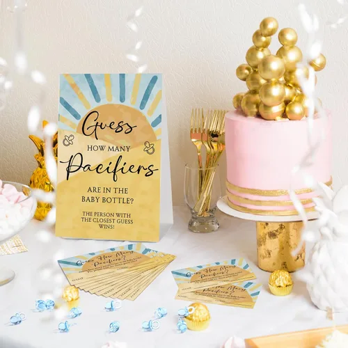 Miniatura 6 de Roowest 512 Piezas de Juegos de Baby Shower Adivina Cuántos Chupetes Letrero 100 Pequeños Juegos de Adivinanzas, 10 Lápices HB, Botella de Leche