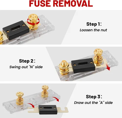 Miniatura 5 de RED WOLF Soporte de fusible ANL de audio para automóvil con fusible de 300 A para motor de arrastre, ATV, remolque, inversores, amplificador