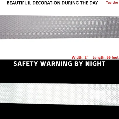 Miniatura 3 de Cinta reflectante blanca que no se decolora, impermeable para exteriores, 2 pulgadas de ancho para camión, calcomanías adhesivas de seguridad
