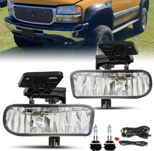 Miniatura 2 de JSBOYAT 6 PCS Compatible con GMC Sierra 1999-2002 Yukon 00-06 Conjunto de Faros Delanteros y Antiniebla de Repuesto Juego de Par Negro