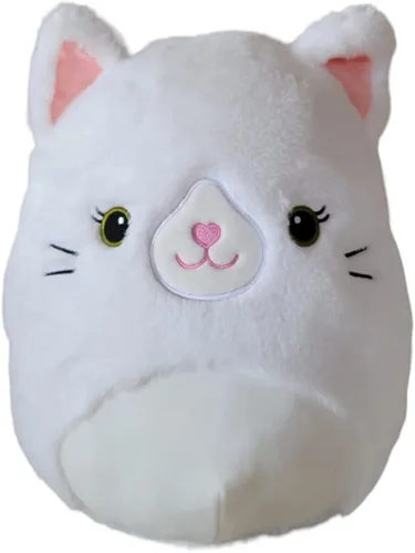 Squishmallow - Peluche Kellytoy oficial, escuadrón de perros, gatos, conejos, ranas, animales de peluche suave (Kelsey gato persa blanco difuso, 12