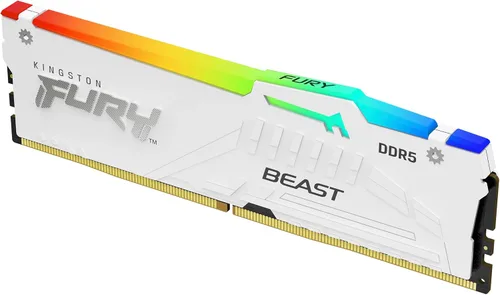 Kingston FURY Beast White RGB 32GB (2x16GB) 5600MT/s CL36 DDR5 EXPO DIMM | Sincronización infrarroja | Software FURY CTRL | Overclocking | AMD EXPO