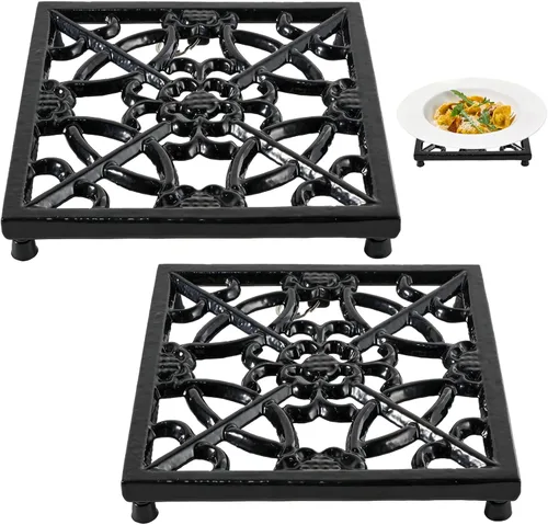 Miniatura 10 de JOGREFUL Alfombrillas salvamanteles de hierro fundido, soportes para ollas de cocina para mesa o encimeras Portect, resistentes al calor para Rojo