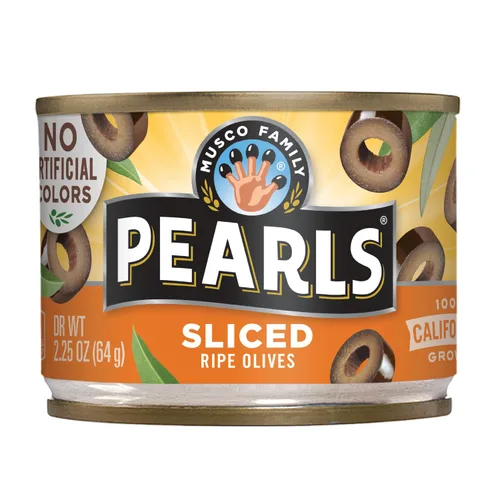 Miniatura 9 de Pearls Aceitunas maduras en rodajas, paquete de 3 unidades, latas de 2.25 onzas