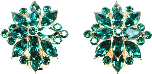 Miniatura 2 de Faship Pendientes de clip floral con diamantes de imitación de cristal