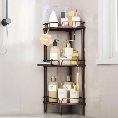Miniatura 10 de Consumest Soporte Esquinero para Ducha - Organizador de Ducha de 3 Niveles con Soporte para Jabón, Estantes de Esquina Altos de Pie con Patas