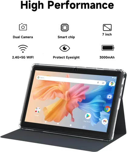 Miniatura 3 de HOTTABLET Tablet Android 14.0 de 7 pulgadas con funda protectora, 8 GB (4+4 GB expandir) RAM+ 32 GB ROM, pantalla IPS, cámara dual, Bluetooth 5.0